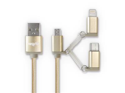 CABLE USB 3EN1 A MICRO USB, LIGHTING Y USB C NISUT