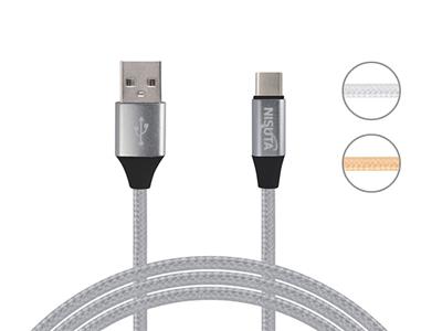 CABLE USB A USB C 1M 3.1A CON MALLA DE TELA NISUTA