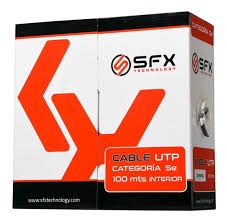 BOBINA 100 MTS CABLE UTP INTERIOR CAT5E SFX