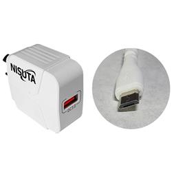 CARGADOR NISUTA NSFU53UQM 1 PUERTO CARGA RAPIDA QC3.0 CABLE MICRO USB 1M