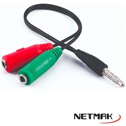 CABLE AUDIO 2 STEREO HEMBRA A MACHO 3 CONTACTOS NETMAK NM-C92