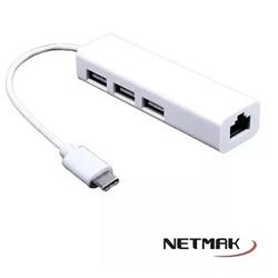 ADAPTADOR USB C A RED 10/100 + 3 USB 2.0 NETMAK NM-TC40