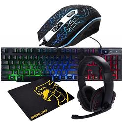 KIT TECLADO MOUSE AURICULAR Y PAD MOUSE SHENLONG C4001 4 EN 1 GAMING