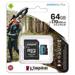 MEMORIA MICRO SD 64GB KINGSTON CANVAS GO! PLUS CLASE 10 U3 V30 A2 4K