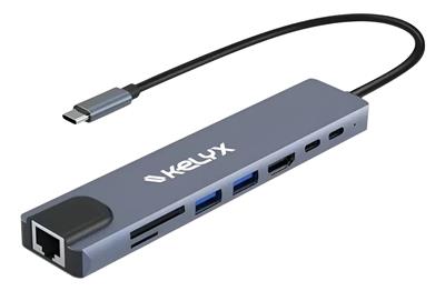 HUB USB C KELYX KL-HUB-8P 2 USB 3.0 2 USB C HDMI R