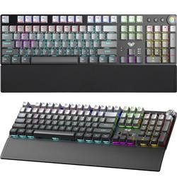 TECLADO AULA F2088 AIR WIRLESS 2.4GHZ Y BLUETOOH MECHANICAL SWITCH OUTEMU RED RGB INGLES BLACK